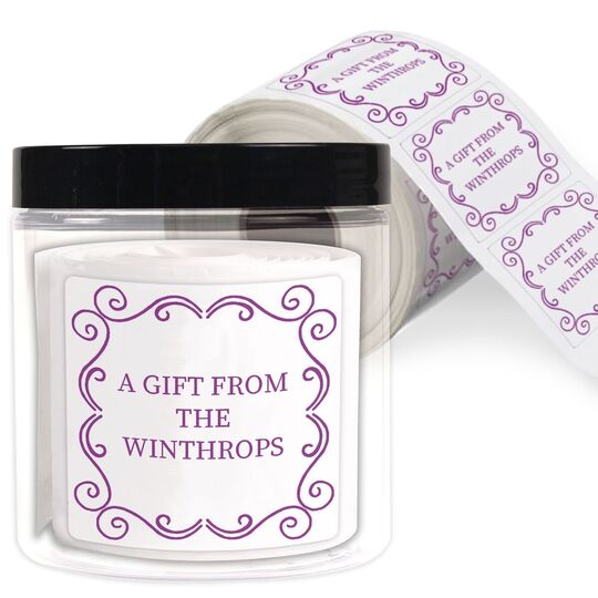 Curly Frame Square Gift Stickers in a Jar